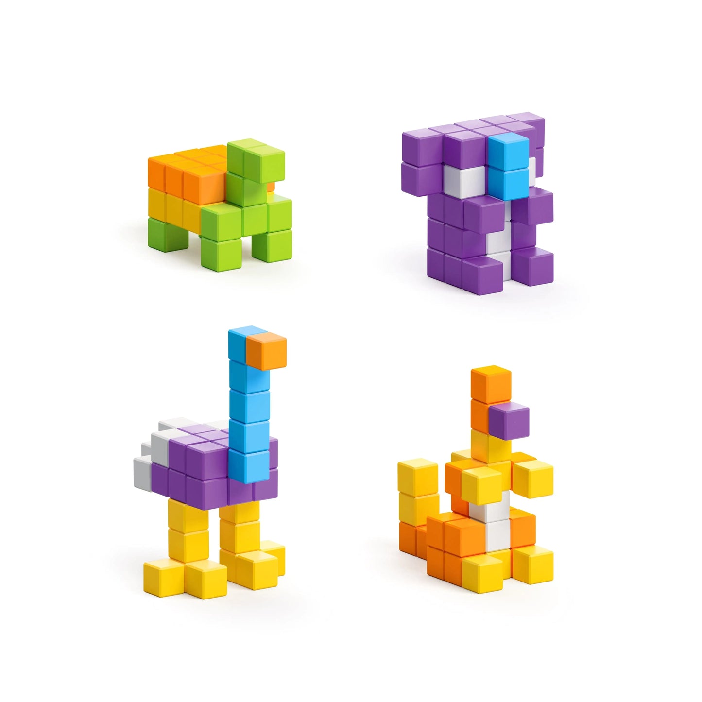 PIXIO Mini Safari 137 Magnetic Blocks in 6 Colors and Free Mobile App for Design