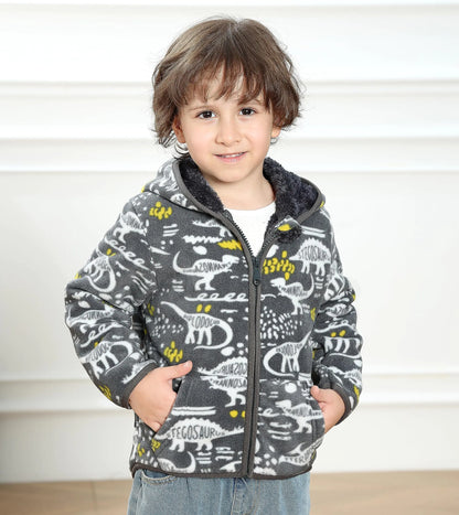 Feidoog Toddler Fleece Jacket Baby Boys Girls Hooded Waterproof Zipper Long Sleeve Thick Warm Outerwear 2-3T Graffiti