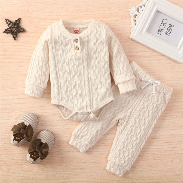 Twice the Charm: 2Pcs Suit Toddler Long Sleeve Romper Set for Style and Comfort!