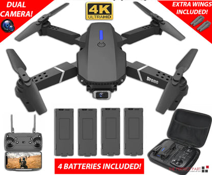 New RC Drone With 4K HD Dual Camera WiFi FPV Foldable Quadcopter +4 Battery