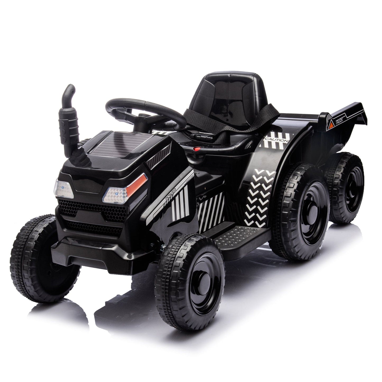 12V Kids Ride On Electric Tractor Black Knight,Kids Ride On Toy.2WD,Non-skid tires, steering wheel, foot pedal,With Removable storage tug,Light,Bluetooth,Music,MP3,USB,Power Display For Kids Aged 2-3.