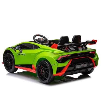 Lamborghini Huracan Sto 24V Kids Electric Ride-On Drift Car: Speeds 1.86-5.59 MPH, Ages 3-8, Foam Front Wheels, 360° Spin, LED Lights, Dynamic Music, Early Learning, USB Port, Drift Feature