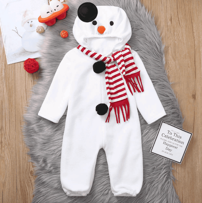 Baby Christmas Sets Cosplay Costume Snowman Hoodie Romper Jumpsuit Set