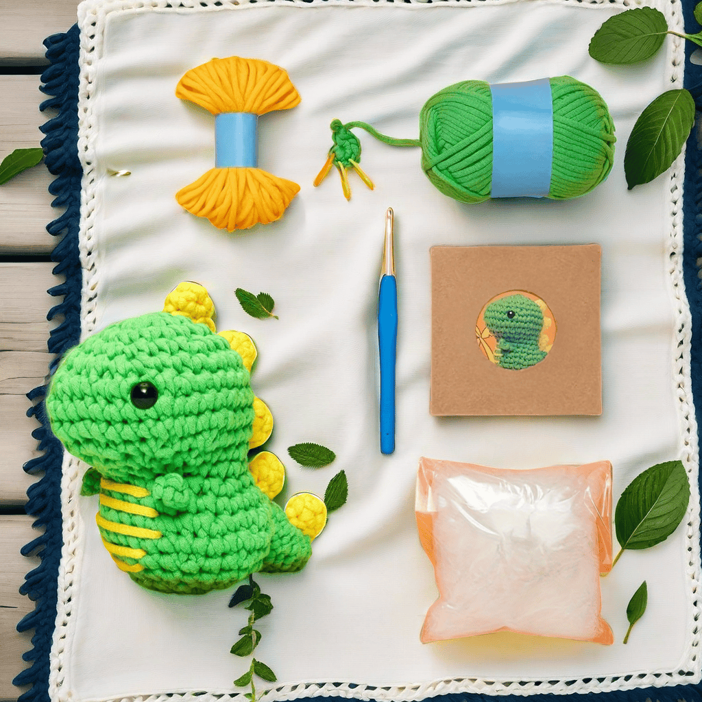 Dino-Stitch Beginners Crochet Kit: Easy Peasy Yarn, Step-by-Step Videos & Shark Tank Star