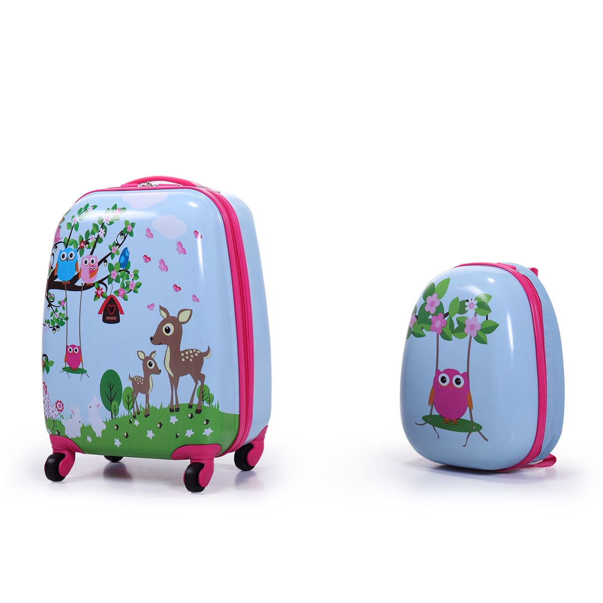 AdventureBuddy Kids Luggage Set: 12” Backpack & 16” Spinner Suitcase with 4-Wheel Ease