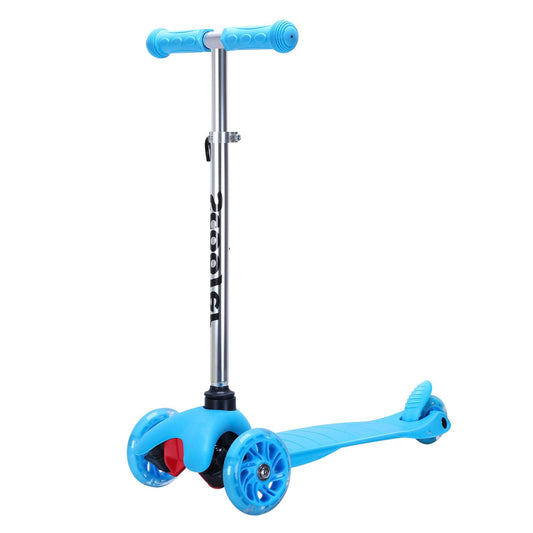 SimpleLux FlashGlide Kids Scooter – 4-Height Adjustable, Wide Deck, PU Flashing Wheels, for Ages 3+, Blue