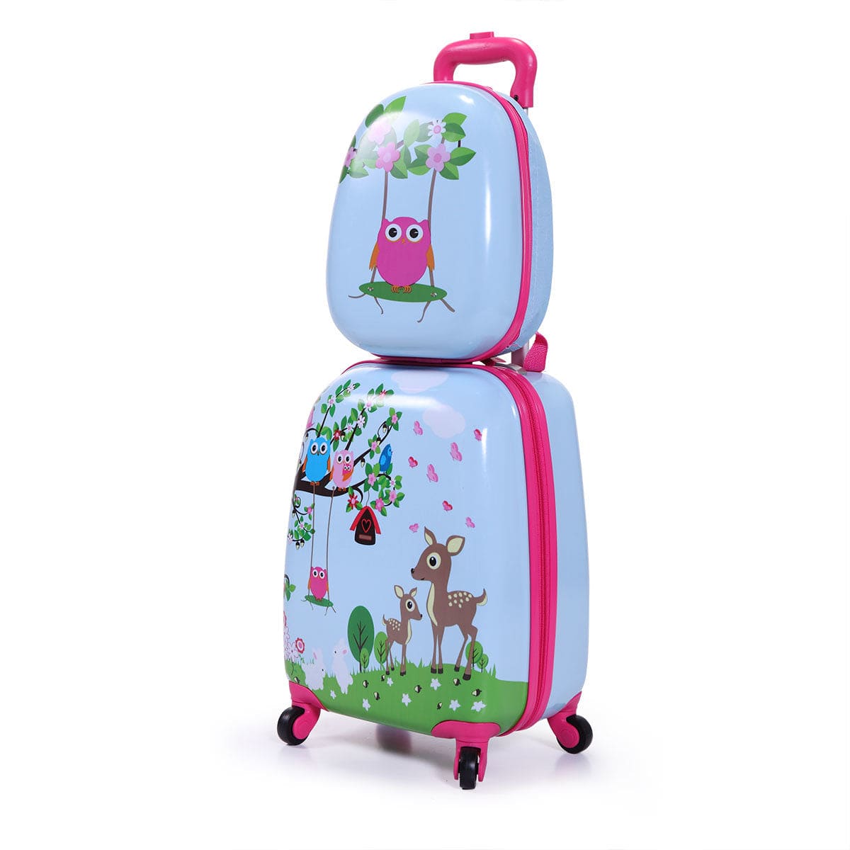 AdventureBuddy Kids Luggage Set: 12” Backpack & 16” Spinner Suitcase with 4-Wheel Ease