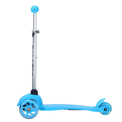 SimpleLux FlashGlide Kids Scooter – 4-Height Adjustable, Wide Deck, PU Flashing Wheels, for Ages 3+, Blue