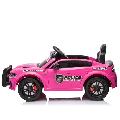 Licensed Dodge Charger,12v Kids ride on police car W/Parents Remote Control,anti-collision bar,Front& top alarm light design,Police car sticker,megaphone,three-speed,slow start,Four wheel suspension.