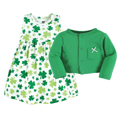 Hudson Baby Baby Girls' Cotton Dress and Cardigan Set 5T Shamrocks