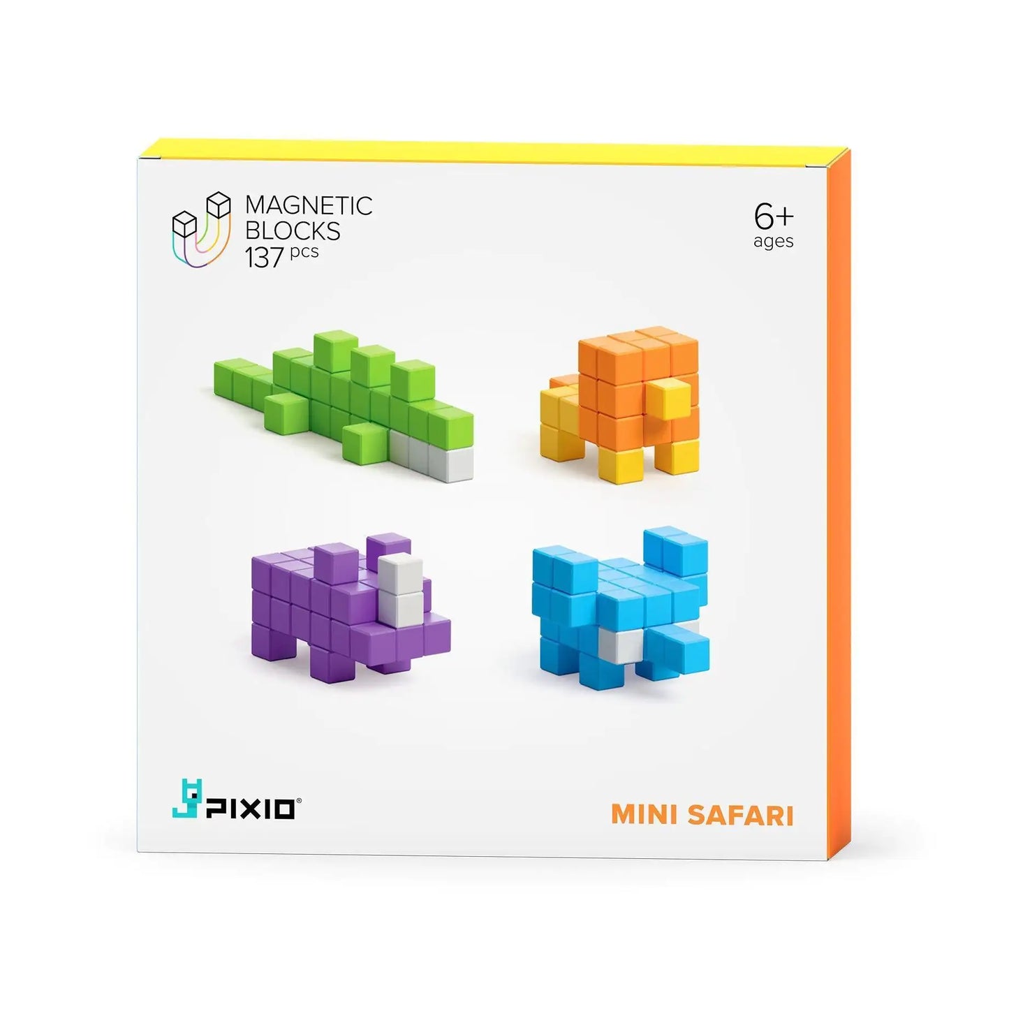 PIXIO Mini Safari 137 Magnetic Blocks in 6 Colors and Free Mobile App for Design