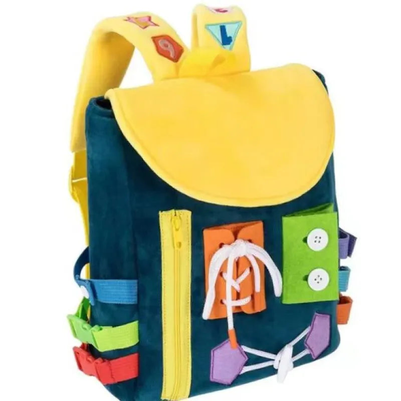 SkillMaster Toddler Busy Board Backpack – Buckles & Learning Activity Set for Life Skills