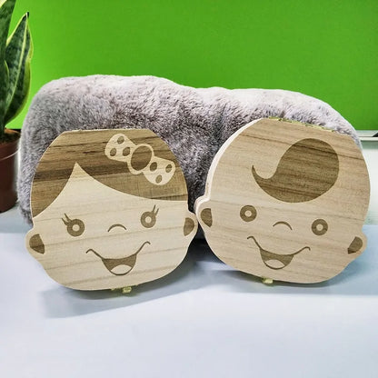 Wooden Baby Tooth Storage Box for Kids