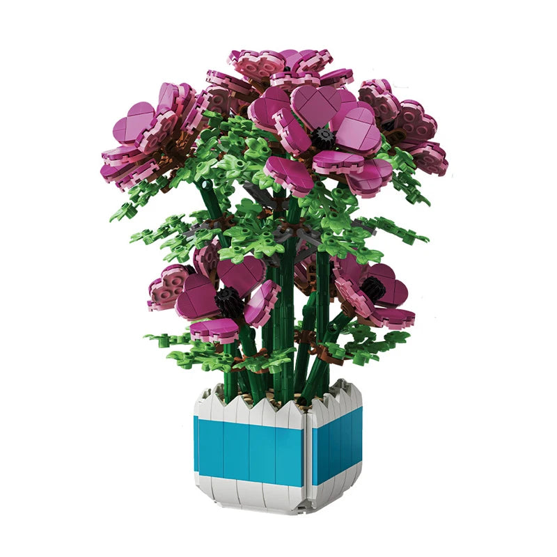 Flower Anemonia Sulcata Potted Plant Building Blocks Bricks Set