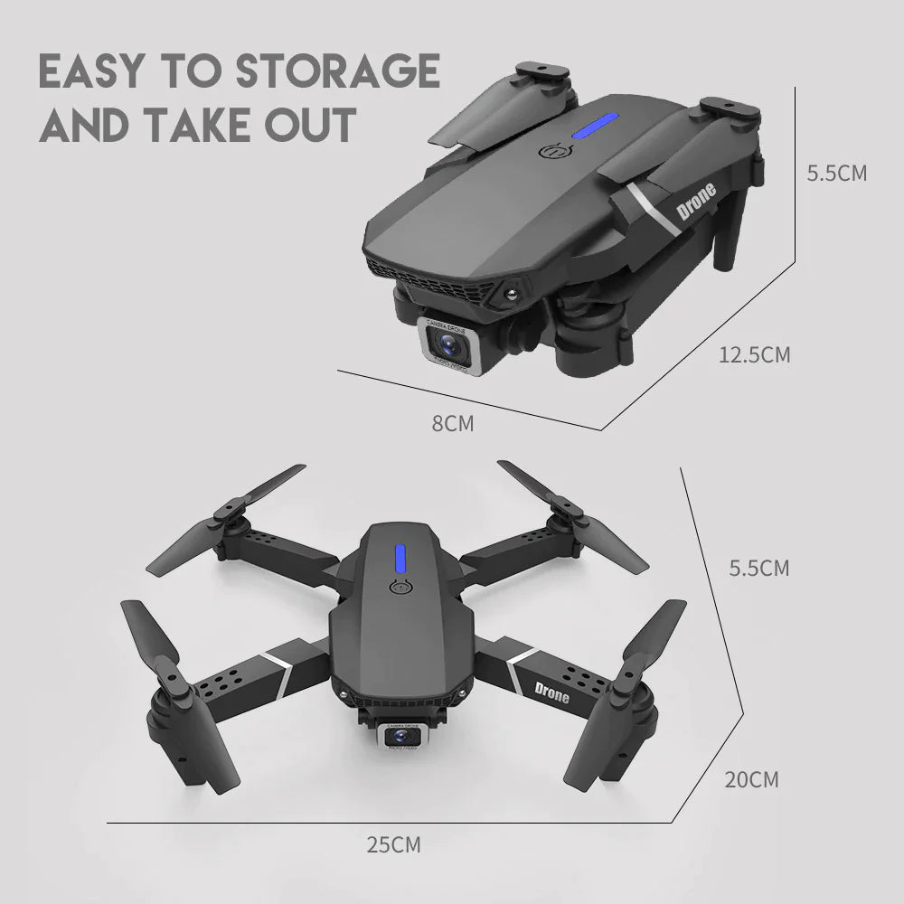 New RC Drone With 4K HD Dual Camera WiFi FPV Foldable Quadcopter +4 Battery