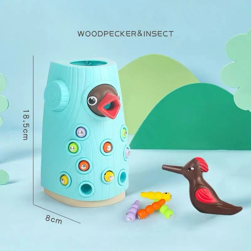 Woodpecker Worm Catching Game: Magnetic Family Fun and Educational Toy Set for Kids