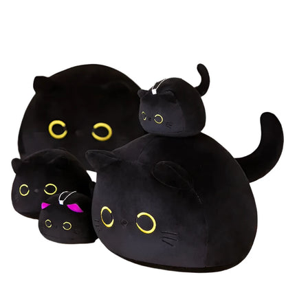 Plush Pillow Round Black Cat