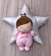 Plush Baby Doll with Rattle, Princess Sarah (Pink, 10 Inch)