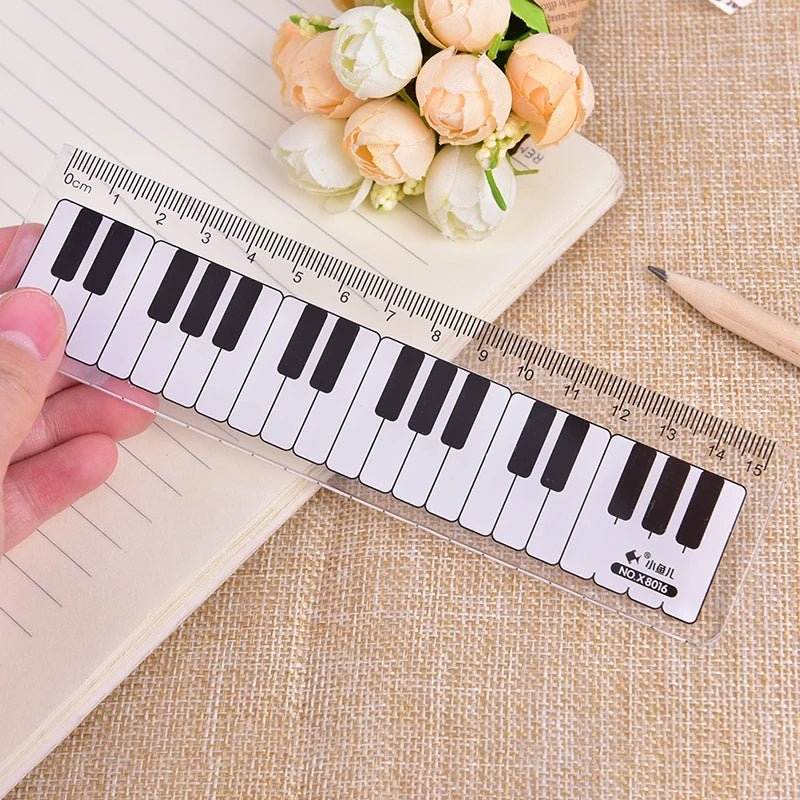 1Pc Cute Musical Notes Piano Keyboard Plastic Straight Rulers Bookmark - The Little Big Store