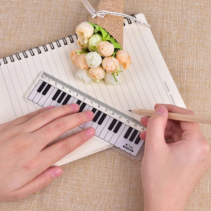 1Pc Cute Musical Notes Piano Keyboard Plastic Straight Rulers Bookmark - The Little Big Store