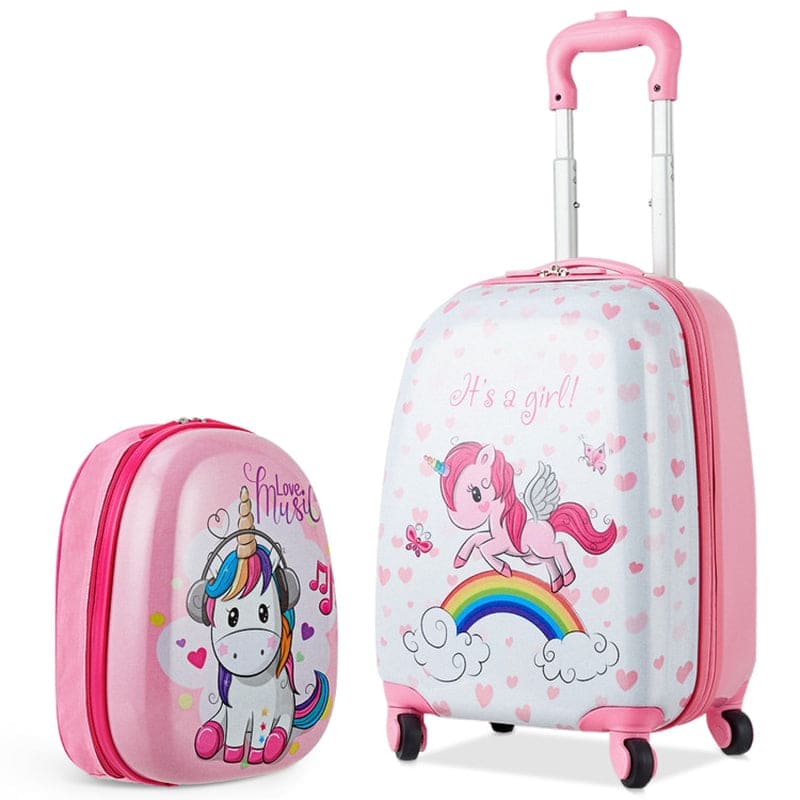 2 Pieces 12 Inch 16 Inch Kids Luggage Set with Backpack and Suitcase for Travel - The Little Big Store