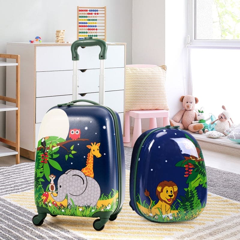 2 Pieces 12 Inch 16 Inch Kids Luggage Set with Backpack and Suitcase for Travel - The Little Big Store