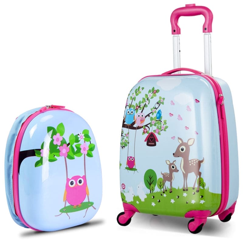 2 Pieces 12 Inch 16 Inch Kids Luggage Set with Backpack and Suitcase for Travel - The Little Big Store