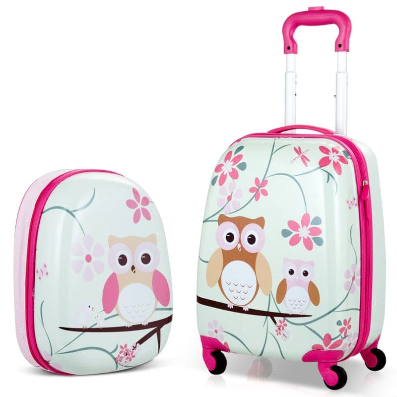 2 Pieces 12 Inch 16 Inch Kids Luggage Set with Backpack and Suitcase for Travel - The Little Big Store