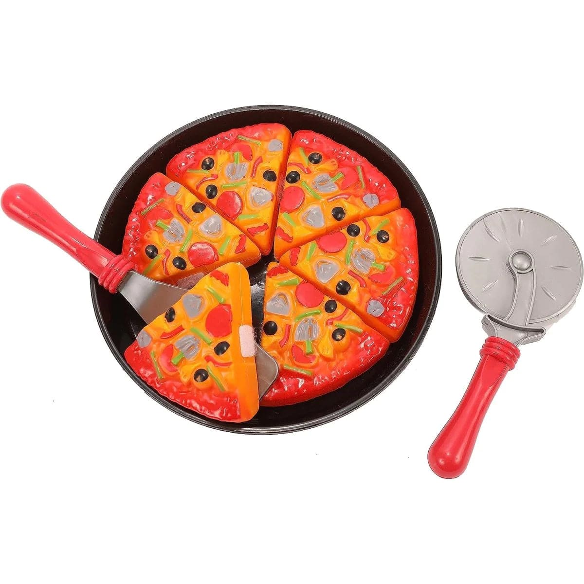 IQ Toys Pizza Party Play Set - 19-Piece Pretend Pizza Party Cutting and Serving Playset