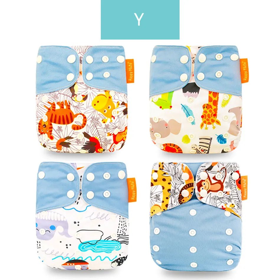 4Pcs/Set Waterproof & Reusable Cloth Diaper Covers - Fashionable Essentials for Your Little Trendsetter! - The Little Big Store