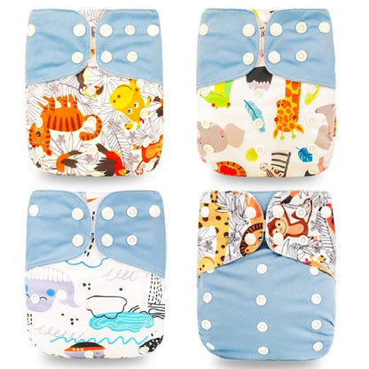 4Pcs/Set Waterproof & Reusable Cloth Diaper Covers - Fashionable Essentials for Your Little Trendsetter! - The Little Big Store