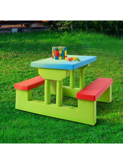 Costway 4 Seat Kids Picnic Table W/Umbrella Garden Yard Folding Children Bench Outdoor