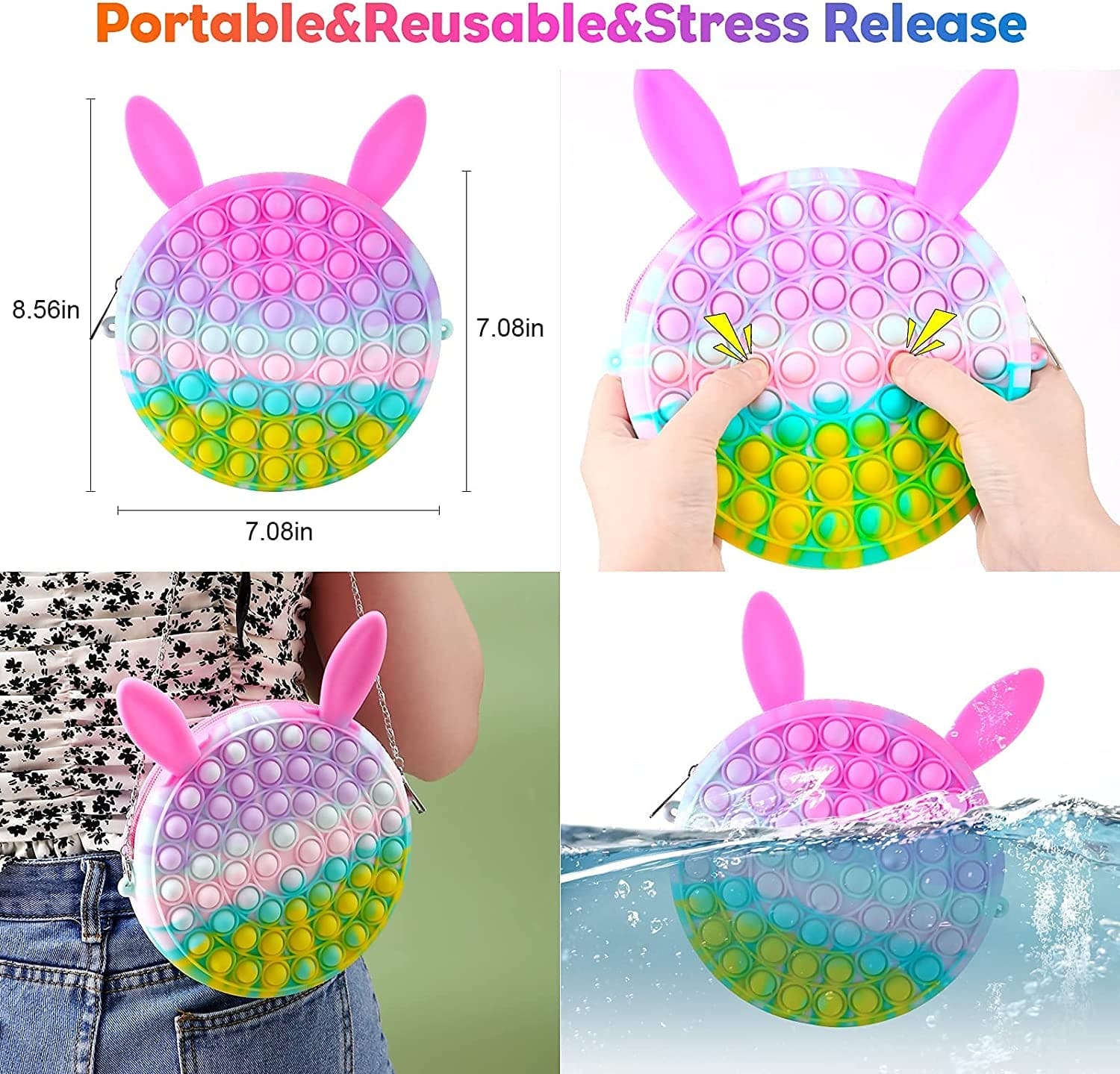 Purse Easter Basket Stuffers for Girls Easter Gifts Back to School Bunny Easter Candy Bags for Girl Birthday Easter Toys Crossbody Shoulder Bag Easter Basket Sensory Fidget Easter Toys