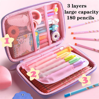 🦄 3D EVA Unicorn Cute Pencil Case: Cartoon Stationery Box for Girls, Color Pencil Box for Students, School Supplies Gifts, iPad Case! 🎨🎒