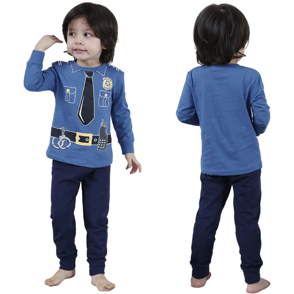 Fun and Festive Kids Pajamas: Toddler Police, Fireman, Skeleton Clothing Set