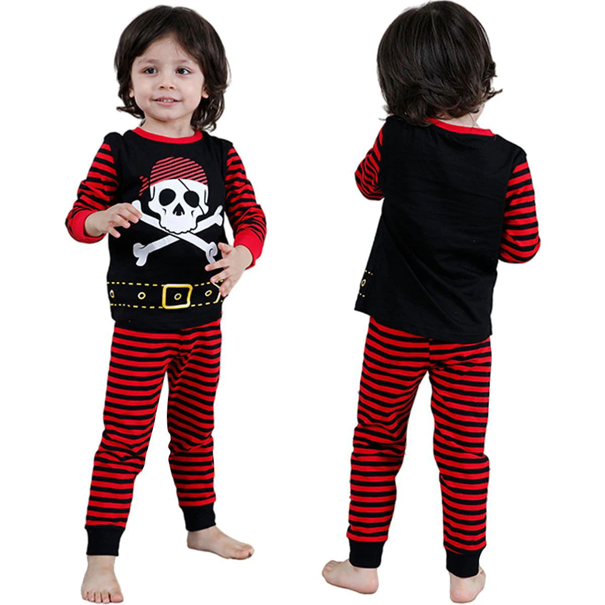 Fun and Festive Kids Pajamas: Toddler Police, Fireman, Skeleton Clothing Set