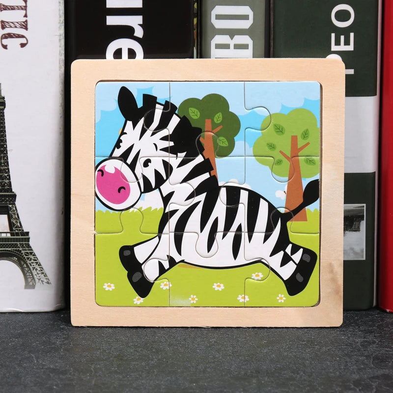 Critter Commute: Baby Animal Traffic Wooden Tangram Puzzle