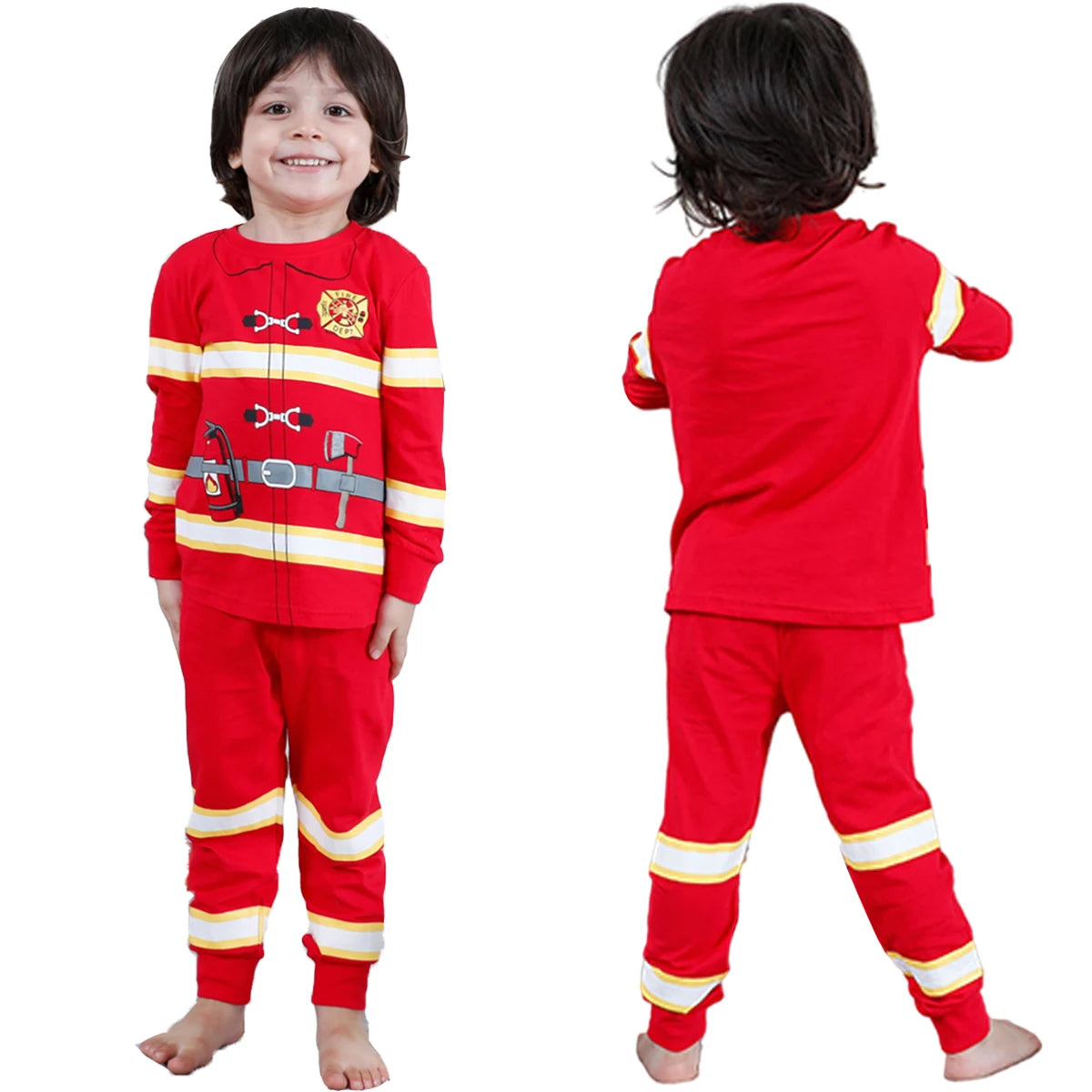 Fun and Festive Kids Pajamas: Toddler Police, Fireman, Skeleton Clothing Set