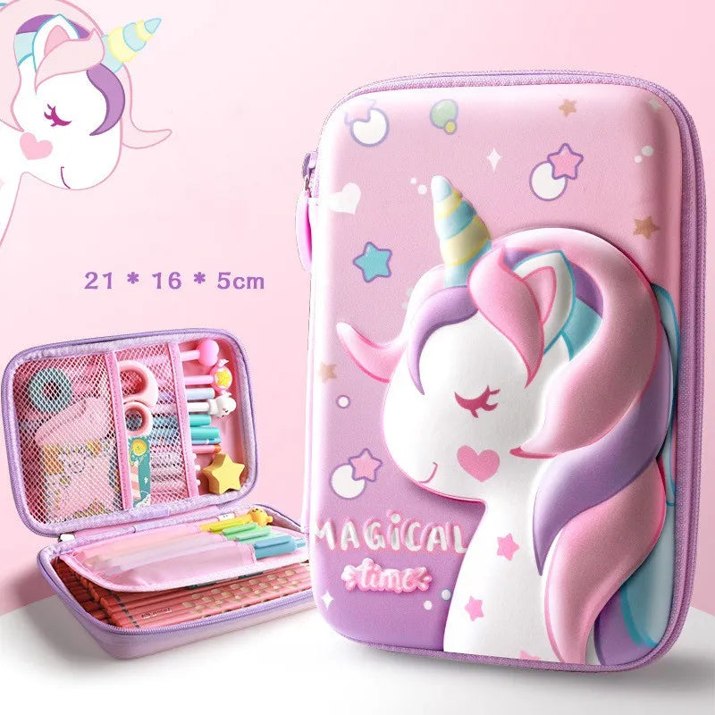 🦄 3D EVA Unicorn Cute Pencil Case: Cartoon Stationery Box for Girls, Color Pencil Box for Students, School Supplies Gifts, iPad Case! 🎨🎒