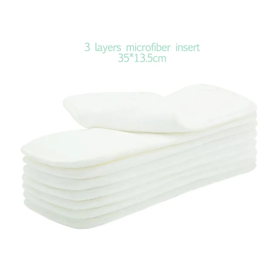 Ultimate Absorbency: 10pcs 3-Layer Microfiber Cloth Diaper Inserts – Keep Your Baby Dry and Happy!
