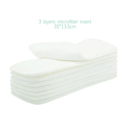 Ultimate Absorbency: 10pcs 3-Layer Microfiber Cloth Diaper Inserts – Keep Your Baby Dry and Happy!