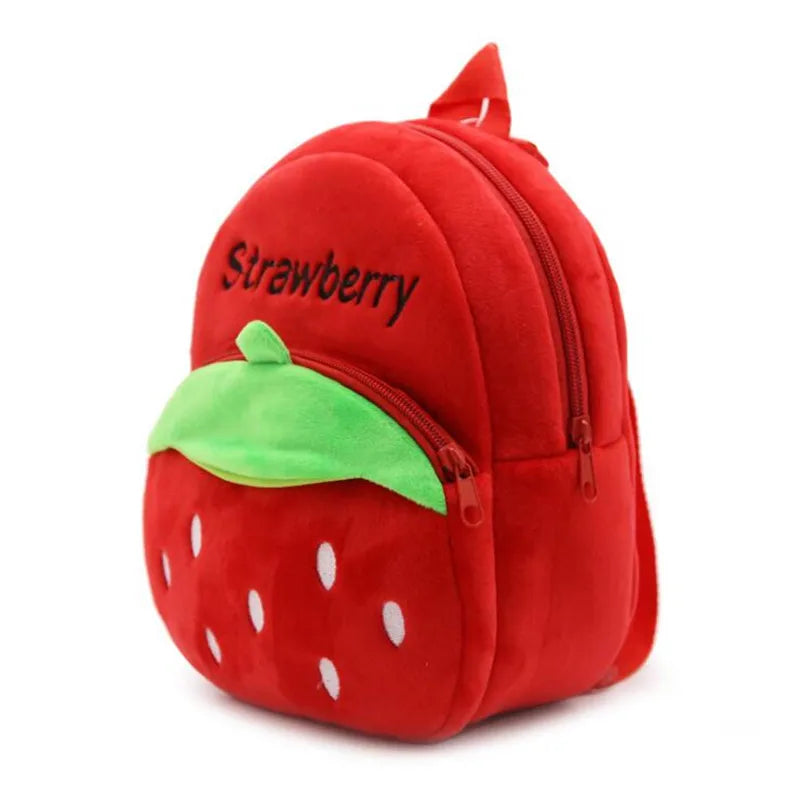 Berry Buddies: Cartoon Strawberry Plush Backpack for Kids