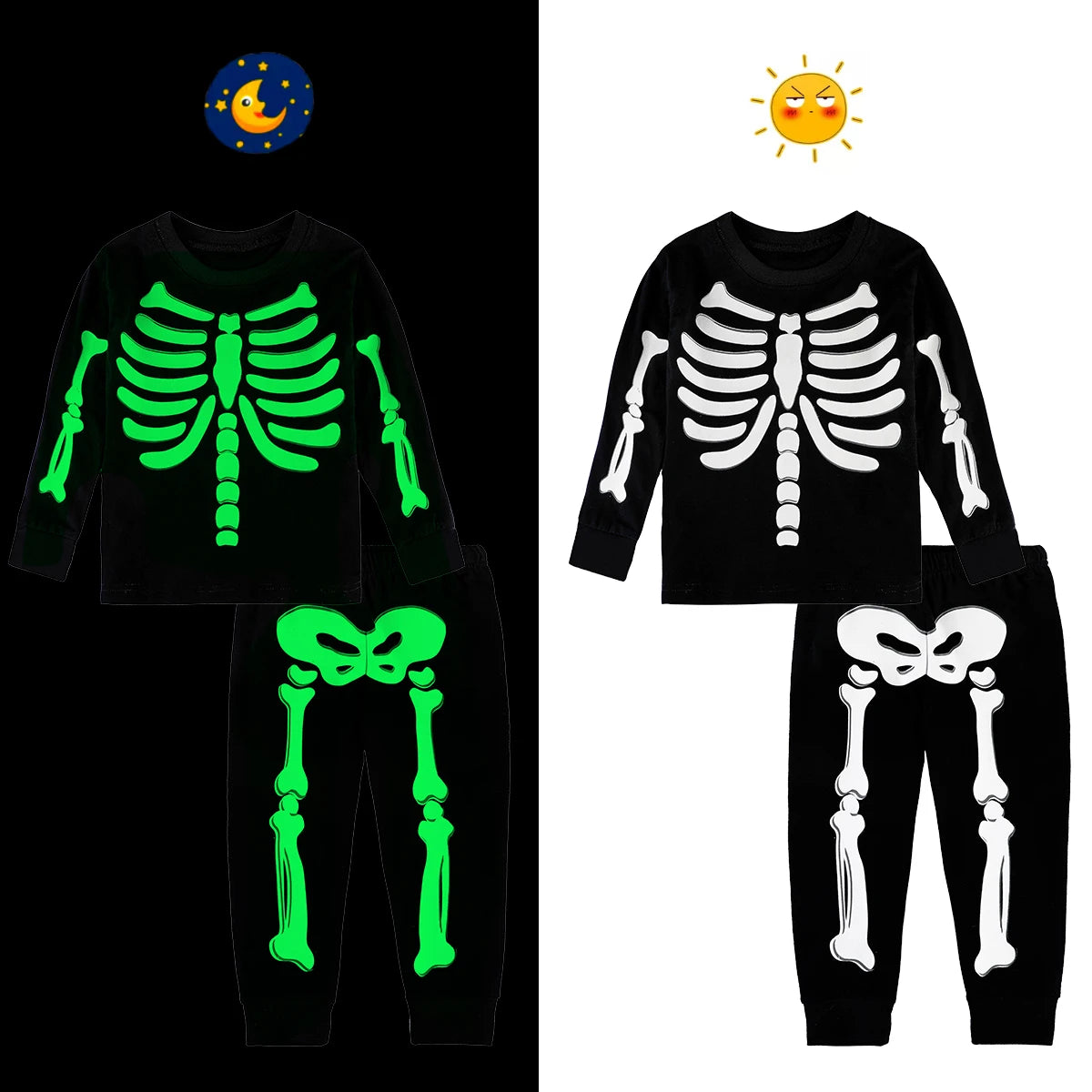 Fun and Festive Kids Pajamas: Toddler Police, Fireman, Skeleton Clothing Set