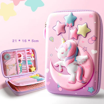 🦄 3D EVA Unicorn Cute Pencil Case: Cartoon Stationery Box for Girls, Color Pencil Box for Students, School Supplies Gifts, iPad Case! 🎨🎒