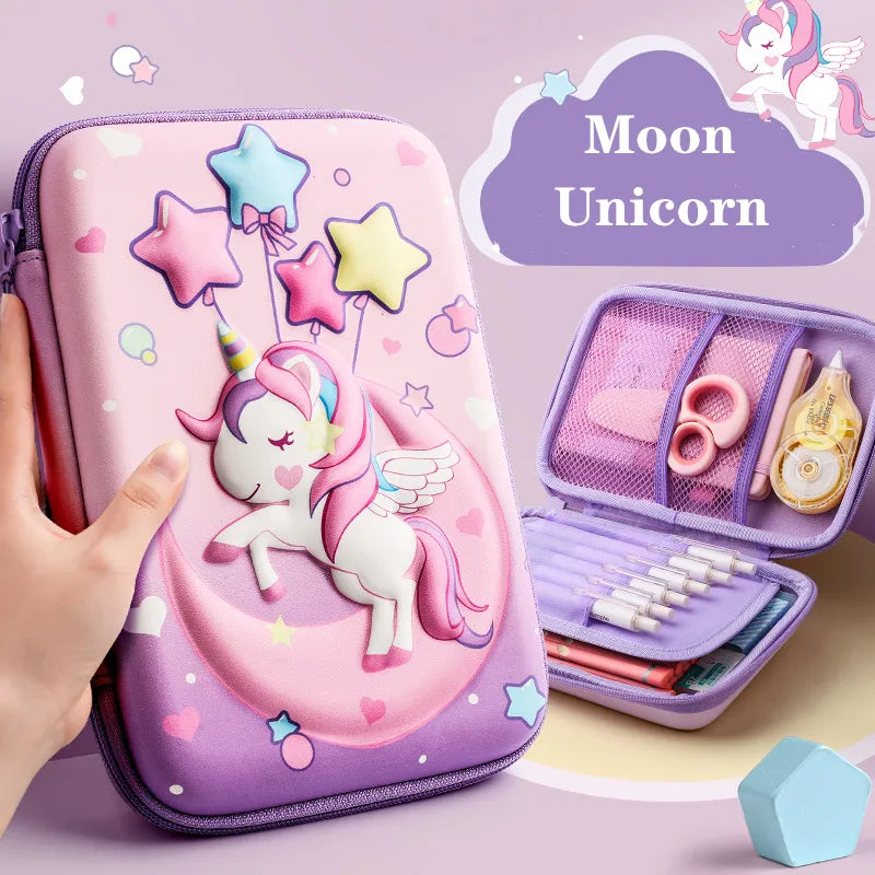 🦄 3D EVA Unicorn Cute Pencil Case: Cartoon Stationery Box for Girls, Color Pencil Box for Students, School Supplies Gifts, iPad Case! 🎨🎒