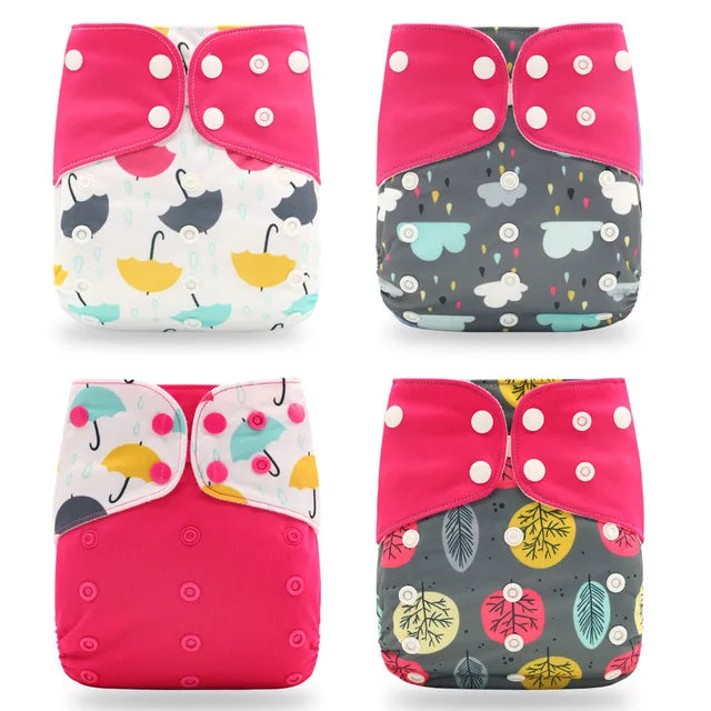 4Pcs/Set Waterproof & Reusable Cloth Diaper Covers - Fashionable Essentials for Your Little Trendsetter! - The Little Big Store