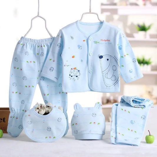 Bundle of Joy: Bobora 5-Piece Newborn Layette Set - Essential Cotton Clothes for Boys and Girls, 0-3 Months