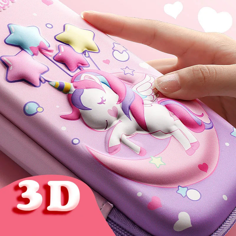 🦄 3D EVA Unicorn Cute Pencil Case: Cartoon Stationery Box for Girls, Color Pencil Box for Students, School Supplies Gifts, iPad Case! 🎨🎒