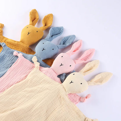 Snuggle in Softness: Baby Rabbit Muslin Blanket Duo!