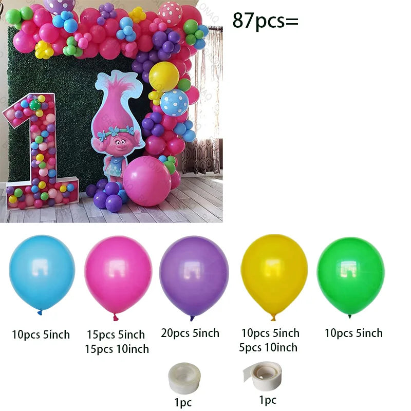 Troll-tastic Party Delight: Princess Balloon Decoration Set for Magical Birthdays!